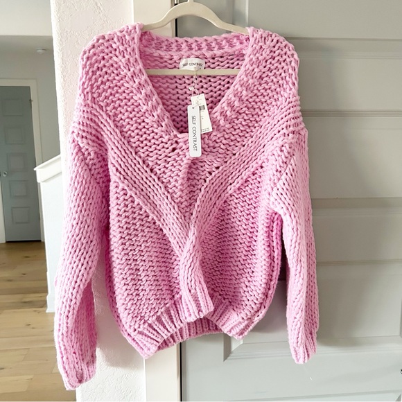 Anthropologie Pink V-Neck Sweater - Picture 3 of 6